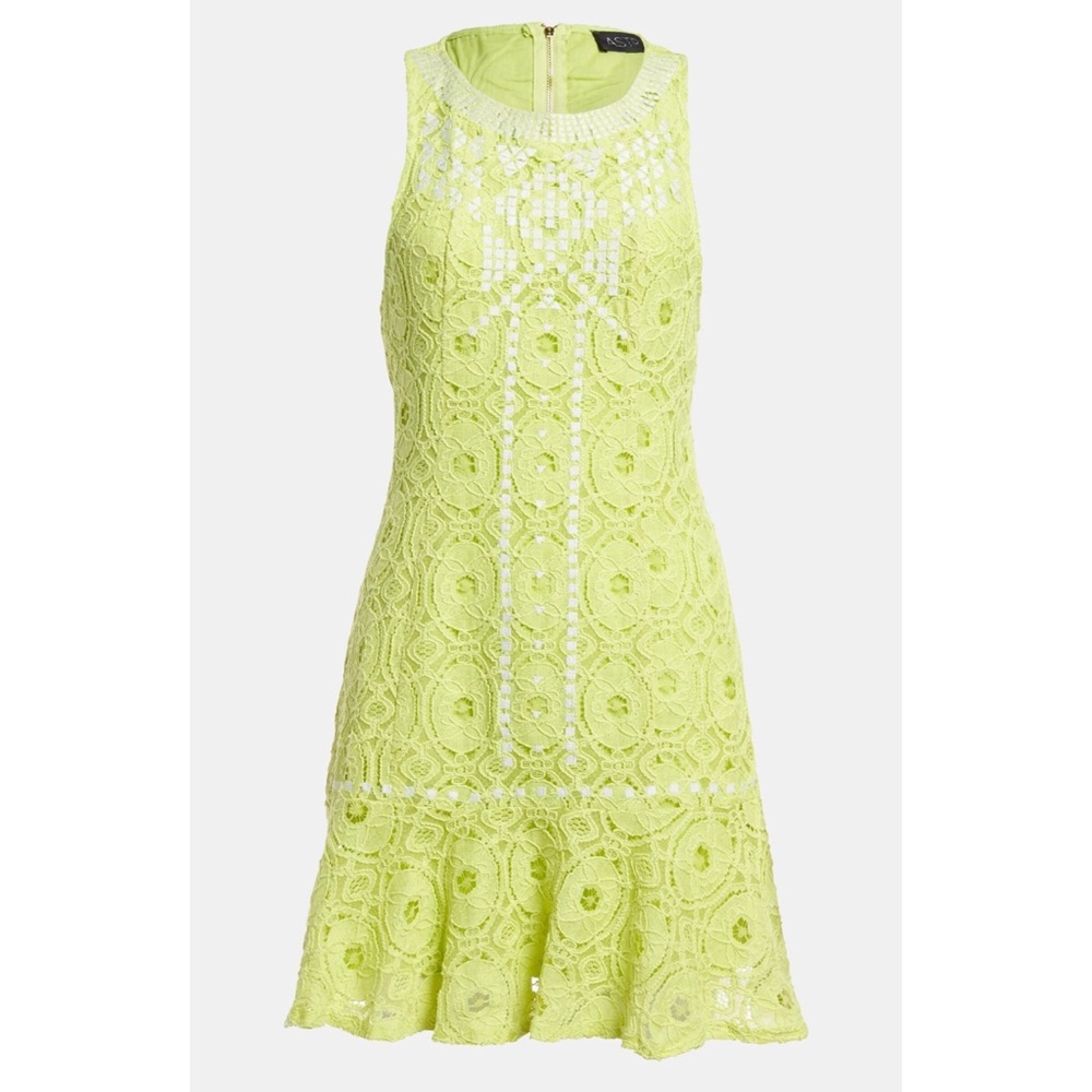 ASTR Lime Green Crochet Embroidered Dress